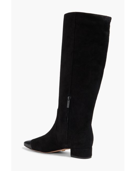 Veronica Beard Black Cecile Suede And Leather Knee Boots