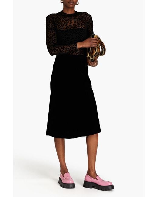 Boutique Moschino Black Velvet Midi Skirt