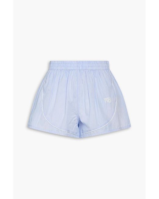 T By Alexander Wang Blue Striped Cotton Shorts