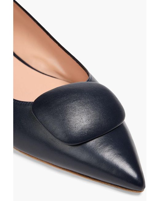 Rupert Sanderson Black Bedfa Embellished Leather Point-Toe Flats