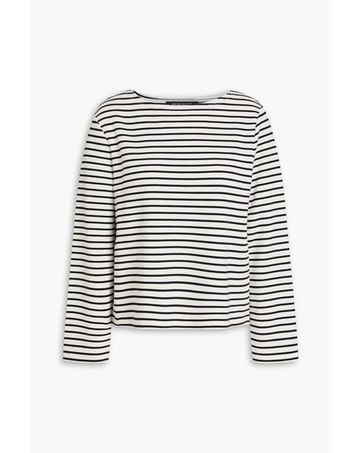Veronica Beard White Striped Piqué Top