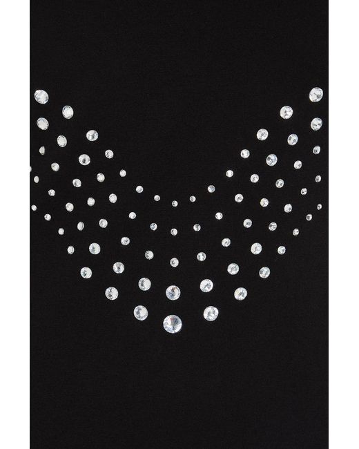 David Koma Black Crystal-Embellished Jersey Midi Dress