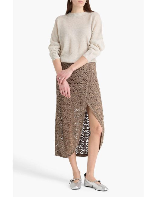 Brunello Cucinelli White Metallic Knitted Sweater