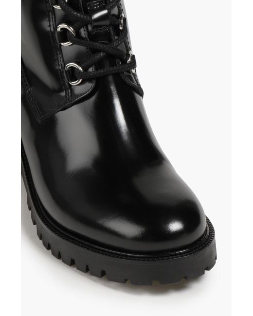 Maje Black Glossed-leather Combat Boots