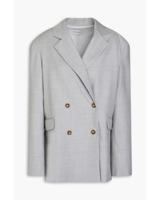 Loulou de Saison Gray Donau Double-breasted Wool-twill Blazer