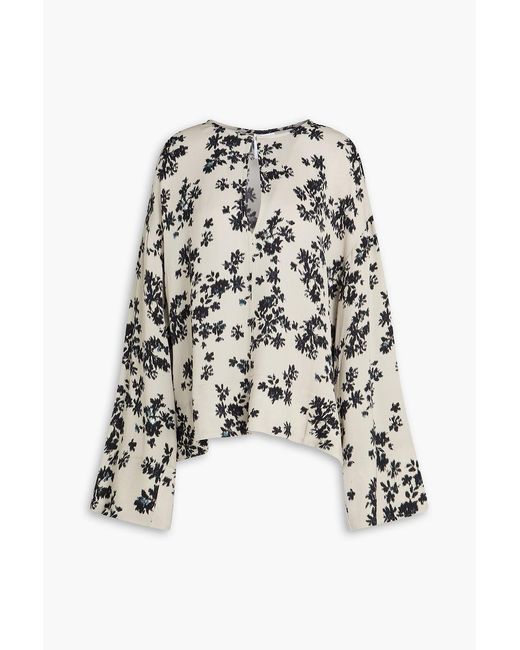 Day Birger et Mikkelsen White Davies Floral-Print Crepe Blouse