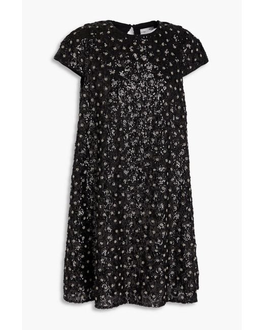 Claudie Pierlot Black Minikleid aus georgette mit verzierung