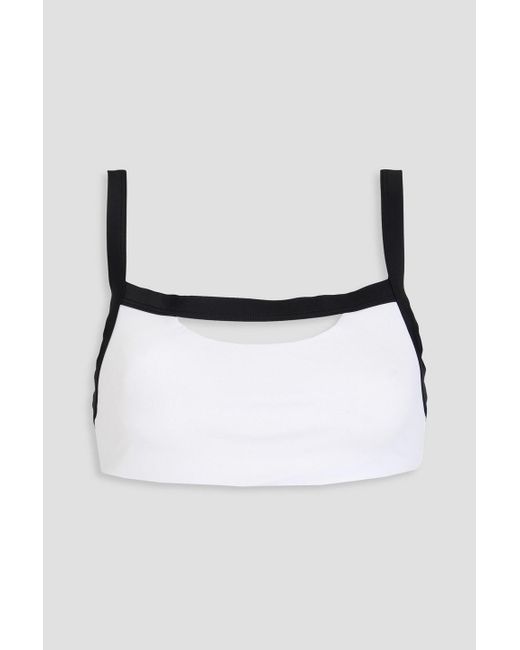 Onia White Lina Cutout Two-tone Bikini Top