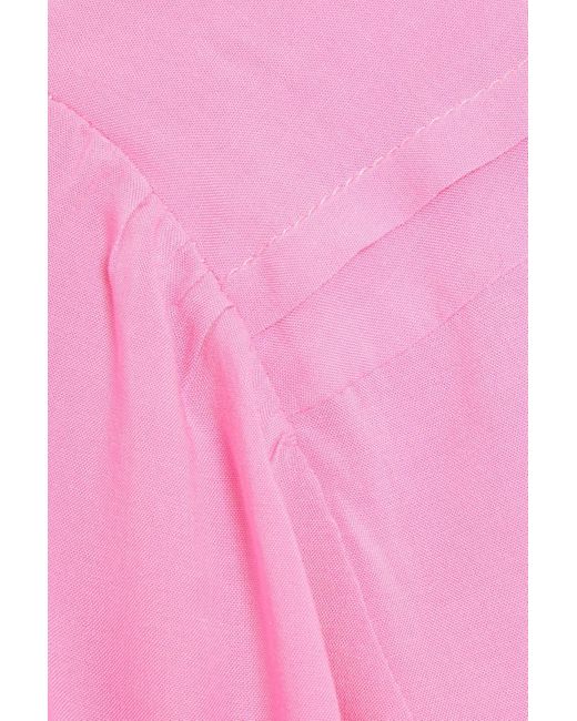 Melissa Odabash Pink Taylor asymmetrisches midi-wickelkleid aus webstoff mit rüschen