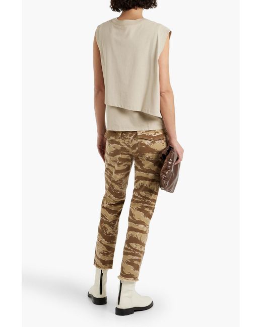 Nili Lotan Natural Jenna cropped hose aus twill aus einer baumwollmischung mit schmalem bein und camouflagemuster