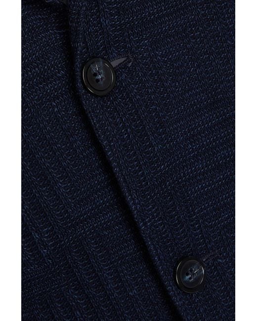 Emporio Armani Blue Ribbed Cotton Blazer for men