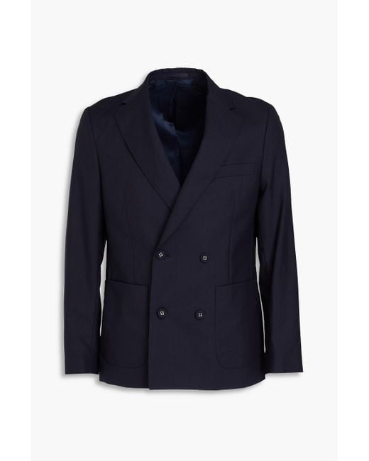 Officine Generale Blue Double-breasted Wool Blazer for men