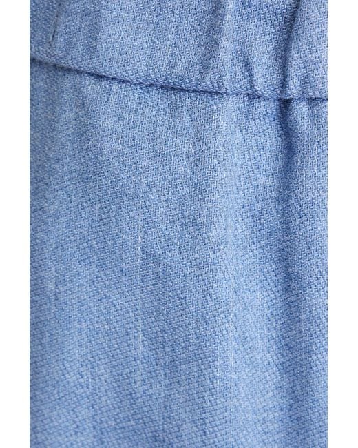 Frescobol Carioca Blue Oscar Linen And Cotton-blend Drawstring Pants for men