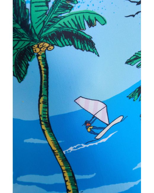 Ganni Blue Badeanzug mit print