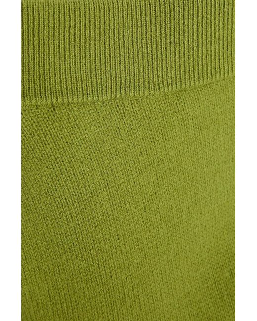 The Elder Statesman Green Cropped Merino Wool And Cashmere-blend Straight-leg Pants