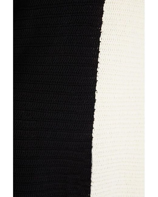 Zimmermann Black Two-tone Crochet Cotton Midi Dress