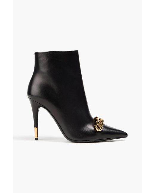 Tom Ford Black Iconic Chain 105 Leather Ankle Boots