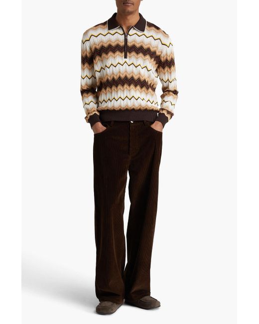 Missoni Pullover aus häkelstrick aus einer baumwoll-wollmischung mit polokragen in Brown für Herren