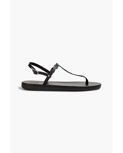 Ancient Greek Sandals Black Velos Studded Leather Slingback Sandals