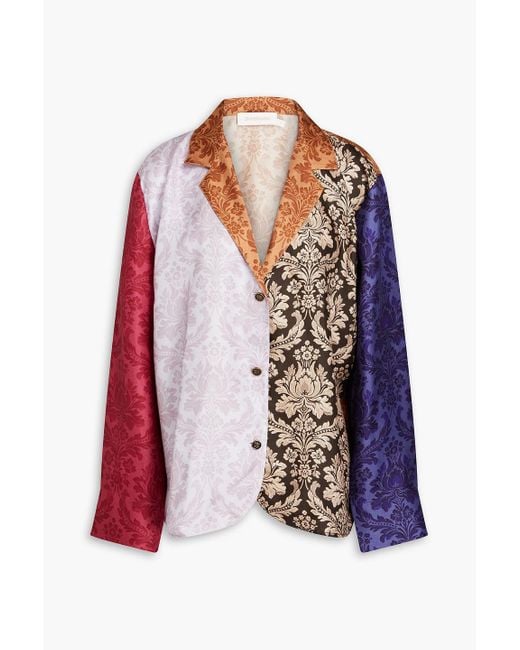 Zimmermann White Patchwork-effect Printed Silk Shirt