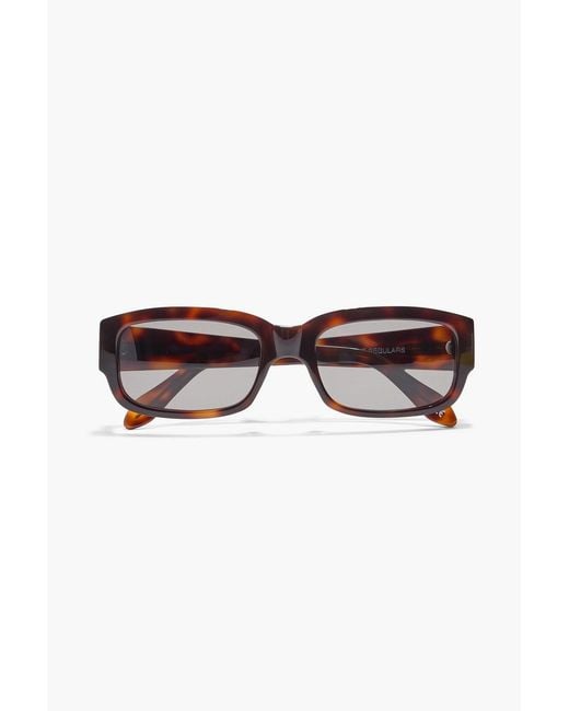 Totême  Brown Rectangle-Frame Tortoiseshell Acetate Sunglasses