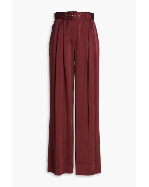 Zimmermann Red Belted Silk-crepe Wide-leg Pants