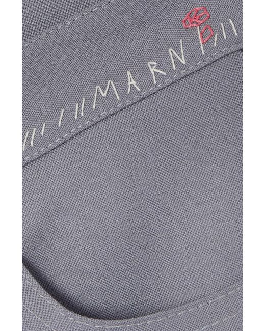 Marni Purple Embroidered Grain De Poudre Wool And Mohair-blend Flared Pants