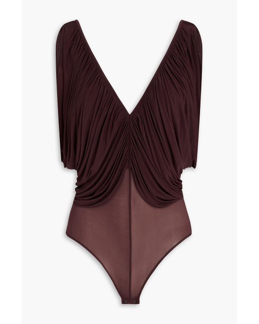 Magda Butrym Purple Draped Jersey Bodysuit