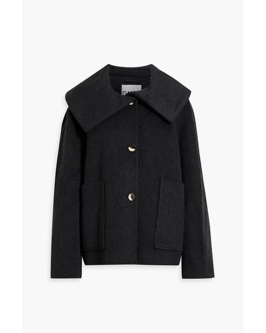 Ganni Black Wool-Blend Felt Jacket