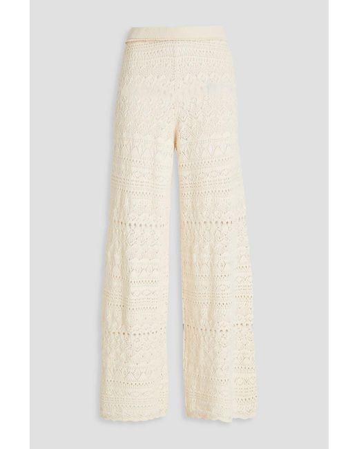 Ba&sh Natural Crochet-knit Cotton Wide-leg Pants