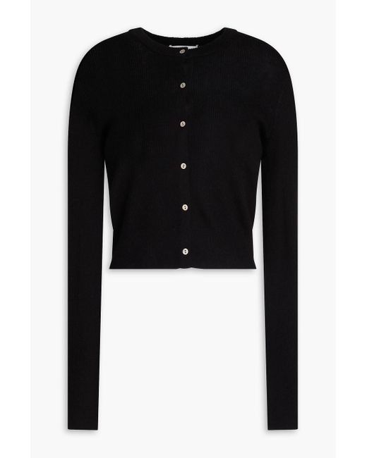 Vince Black Ribbed Cashmere And Silk-Blend Cardigan