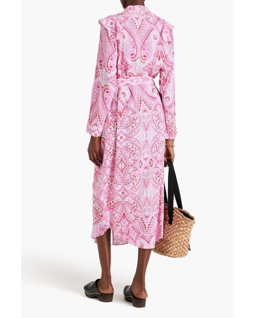 Melissa Odabash Pink Freedom Floral-print Mousseline Midi Shirt Dress