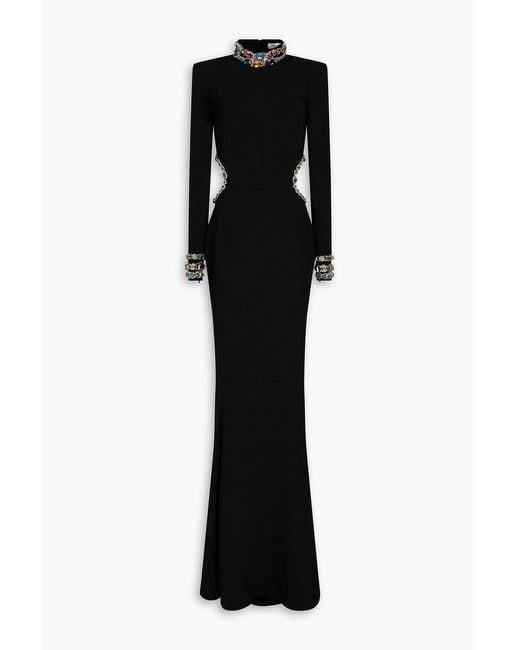 Zuhair Murad Black Crystal-Embellished Cady Gown