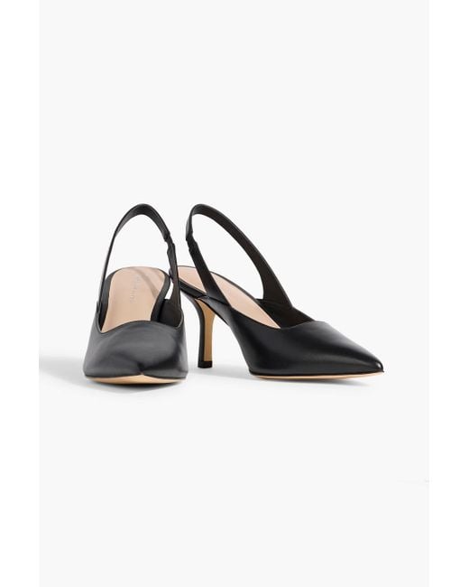 Stuart Weitzman Black Zuri 75 Leather Slingback Pumps