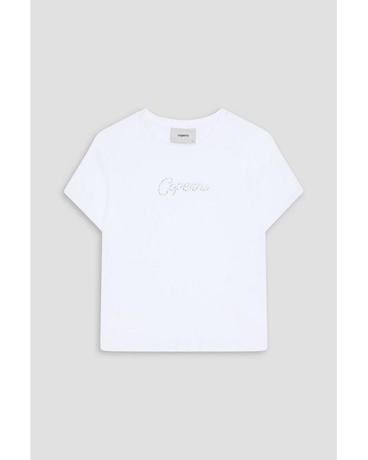 Coperni White Crystal-Embellished Cotton-Jersey T-Shirt