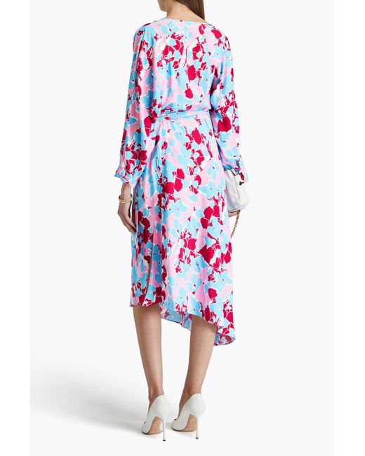 Diane von Furstenberg White Eloise Wrap-effect Printed Crepe Midi Dress