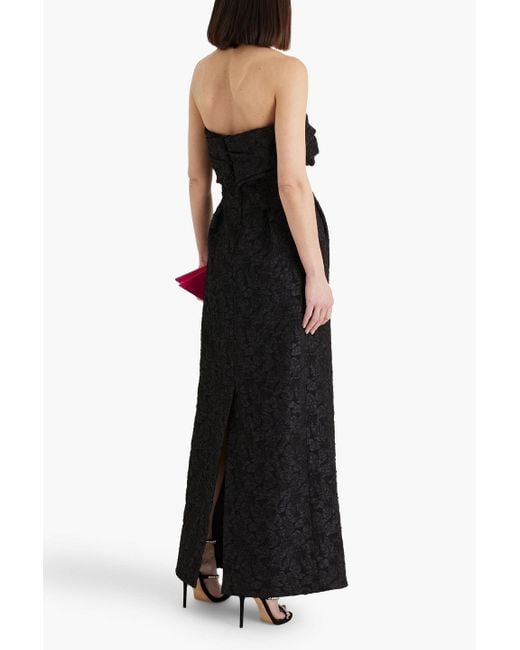 Jonathan Simkhai Black Ariana trägerlose robe aus cloqué mit drapierung