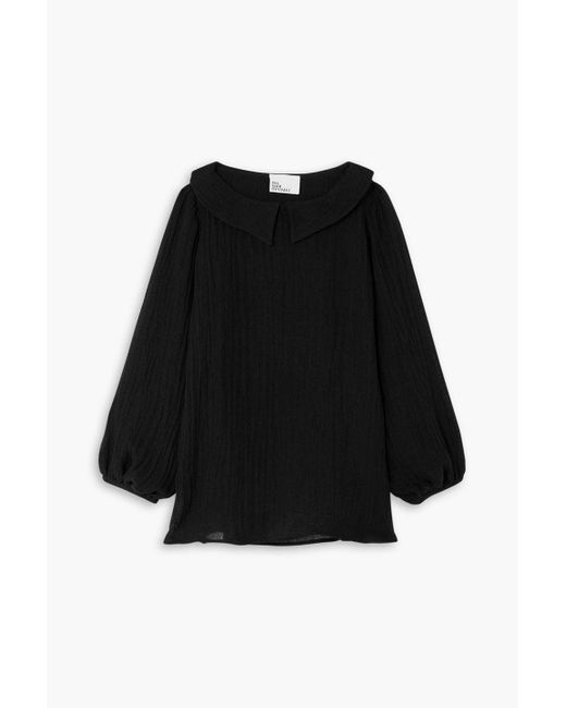 Lisa Marie Fernandez Black Mia Linen-blend Gauze Blouse