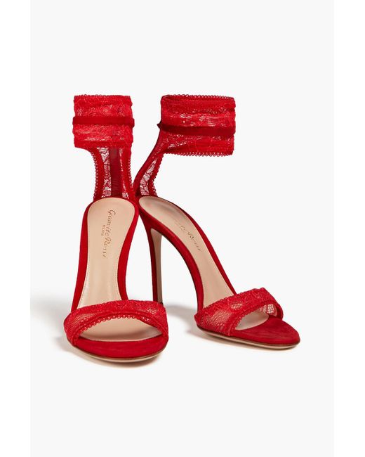 Gianvito Rossi Red Stretch-lace Sandals