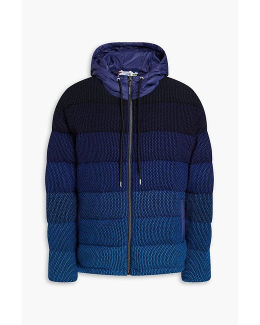 Missoni Blue Dégradé Quilted Bouclé-knit Hooded Down Jacket for men
