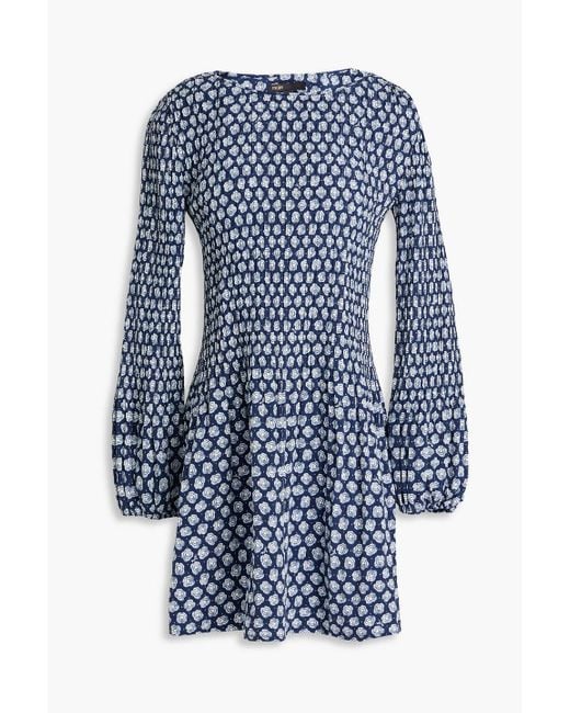 Maje Blue Printed Twill Mini Dress