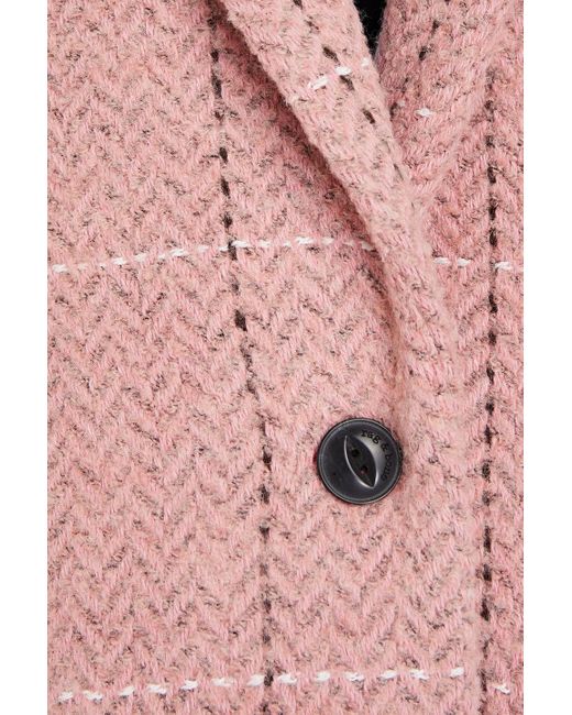 Rag & Bone Pink Estelle Checked Herringbone Bouclé Coat