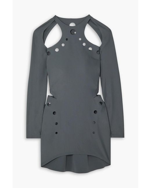 Jean Paul Gaultier Gray Cutout Stretch-jersey Mini Dress