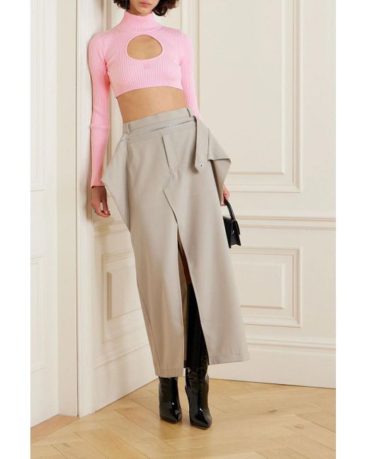 Courreges Pink Verkürzter rollkragenpullover aus rippstrick mit cut-out