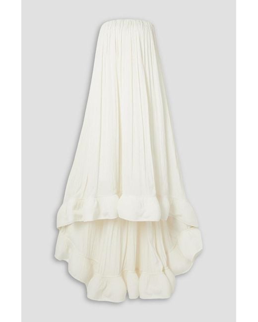 Lanvin White Strapless Ruffled Chiffon Gown