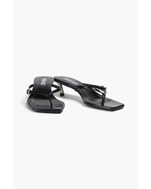 Versace Black Pin-point Leather Mules