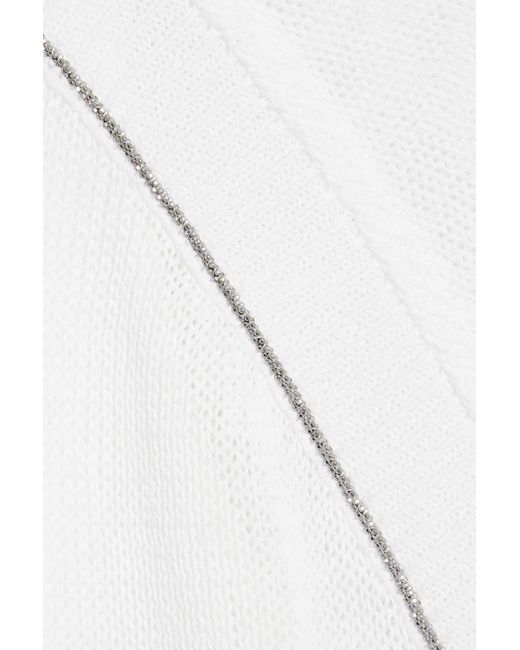 Brunello Cucinelli White Minikleid aus baumwolle mit zierperlen