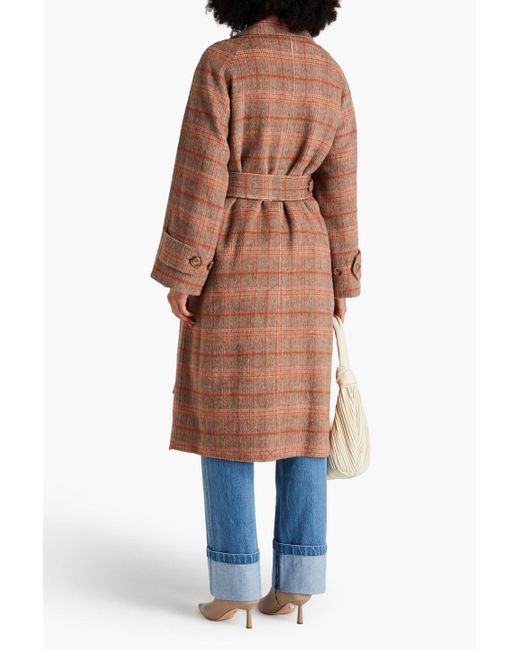 Joseph Brown Checked Wool-blend Felt Coat