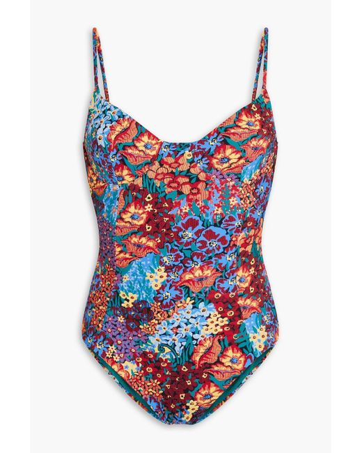 Onia Red Floral-print Swimsuit