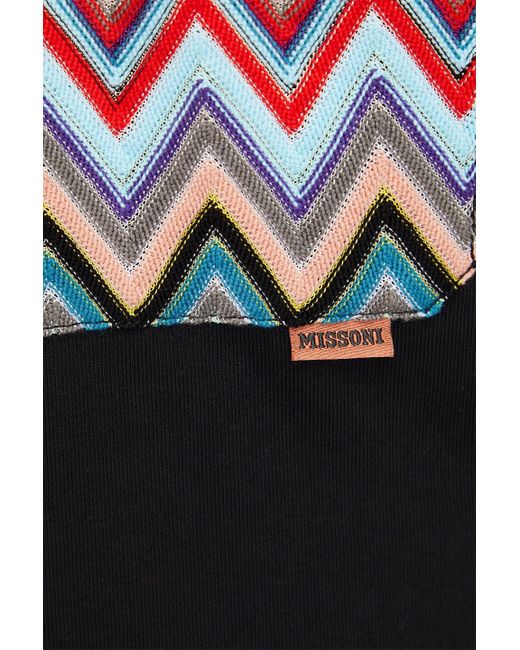 Missoni Black Crochet-trimmed Cotton-jersey T-shirt for men